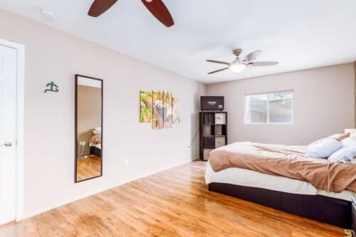 Large Master Bedroom with New Laminate Flooring